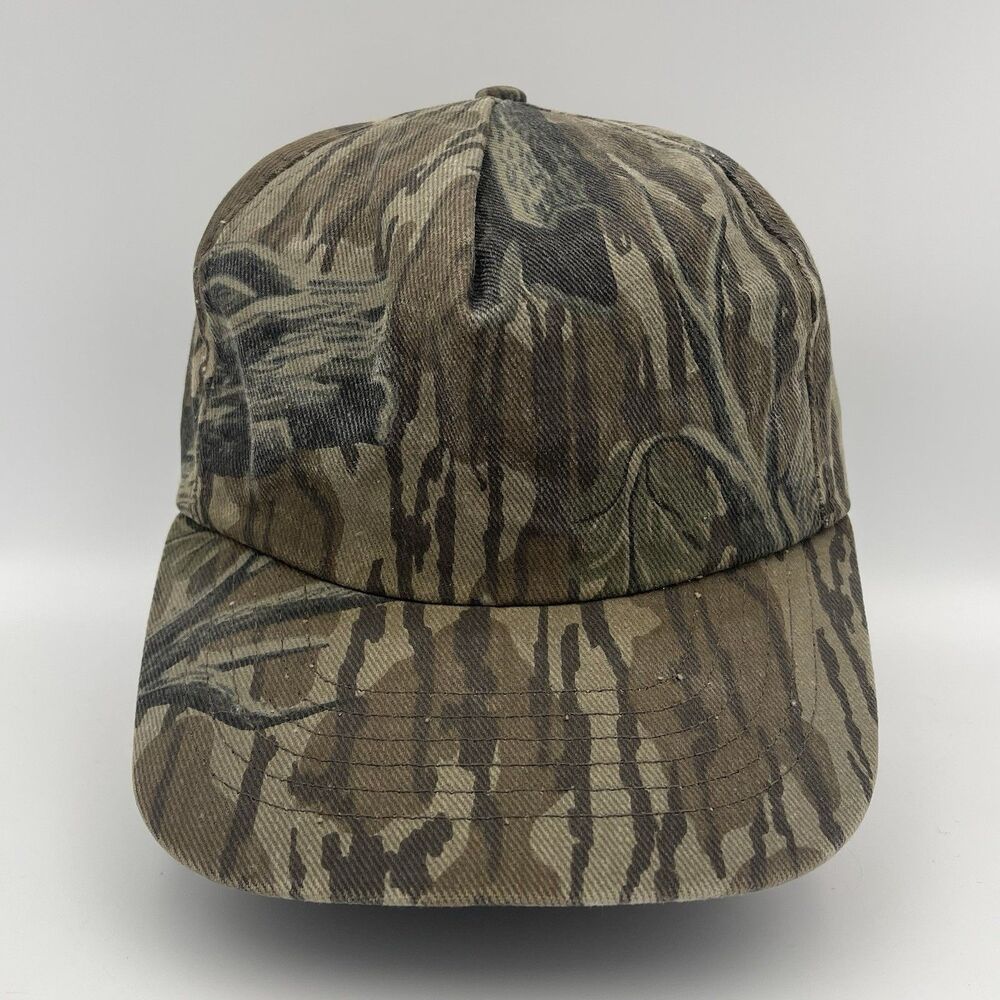 Vintage 90s Mossy Oak Treestand Camo Hat Snapback Cap Made In USA Rare Hunting